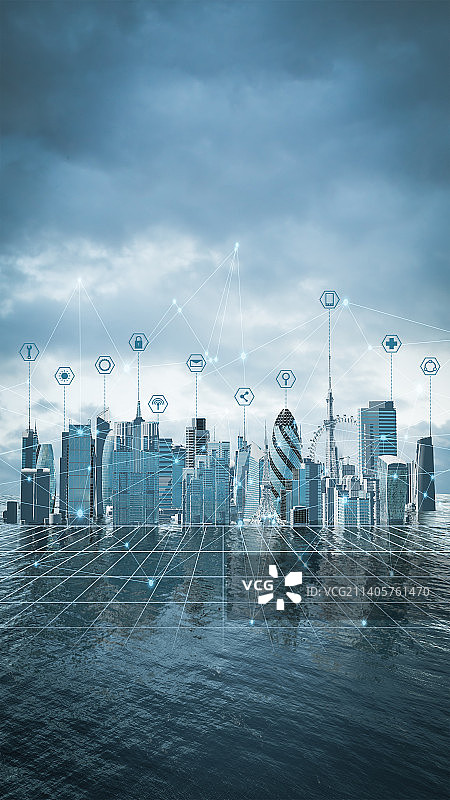 3D智慧城市建筑群背景插图3图片素材