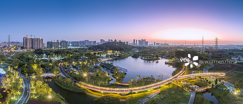 佛山市禅城区王借岗公园夜色图片素材