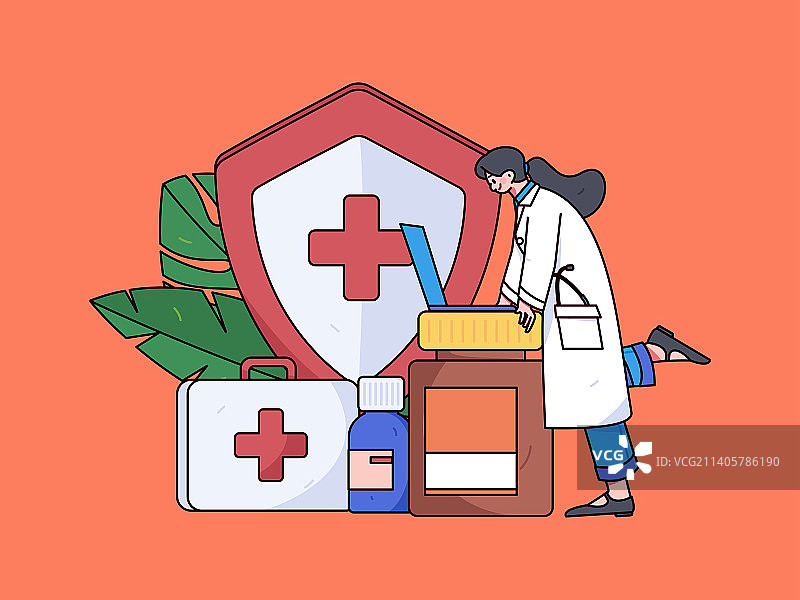 医生体检扁平矢量概念运营插画图片素材