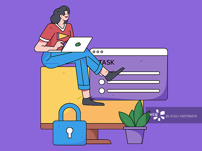 网络安全安全人物扁平矢量概念运营插画图片素材