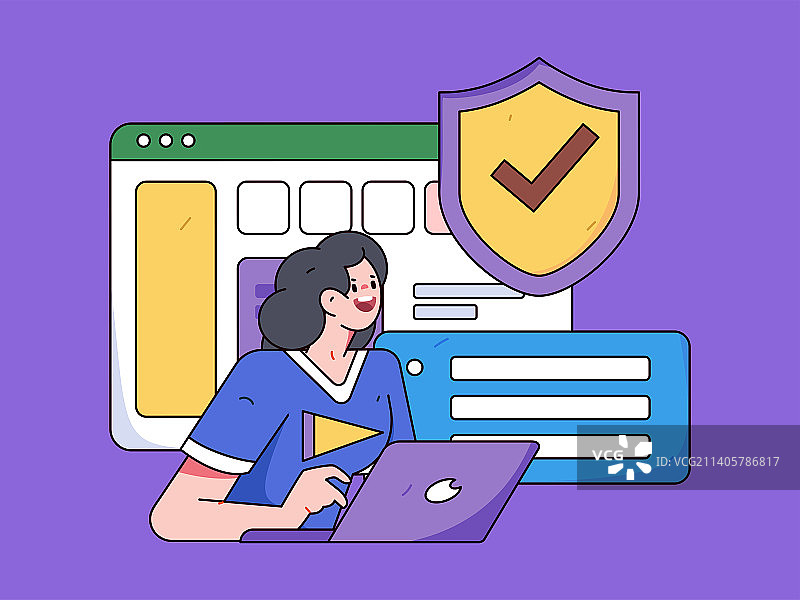 网络安全安全人物扁平矢量概念运营插画图片素材