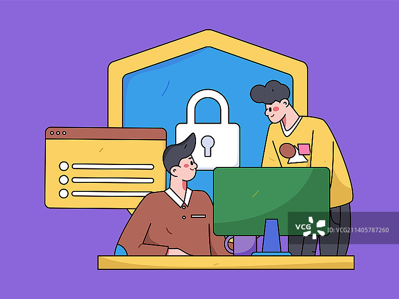 网络安全安全人物扁平矢量概念运营插画图片素材