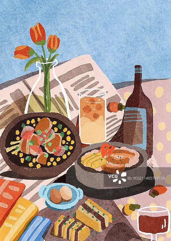 餐桌上的美食搭配图片素材