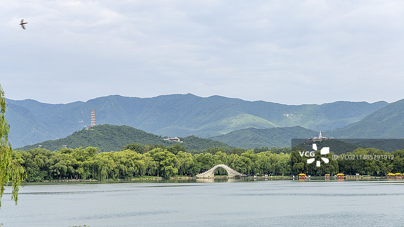 夏天颐和园西堤园林风景图片素材