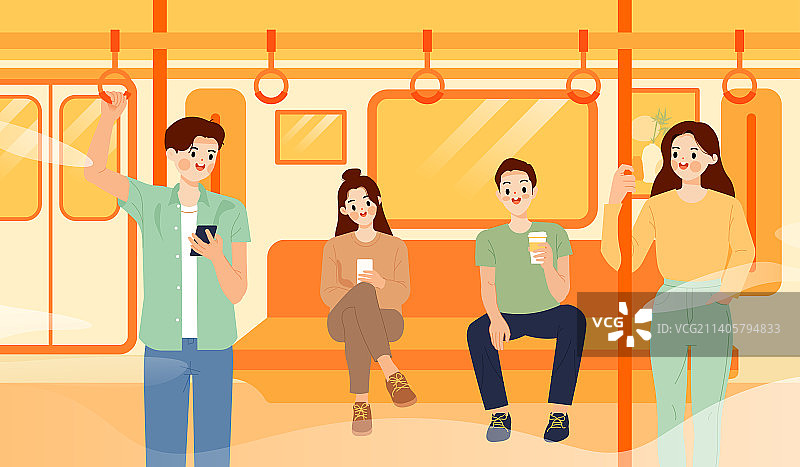 乘坐地铁出行的各式各样的人图片素材