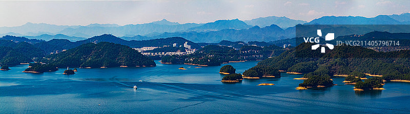 千岛湖东南湖区全景一图片素材