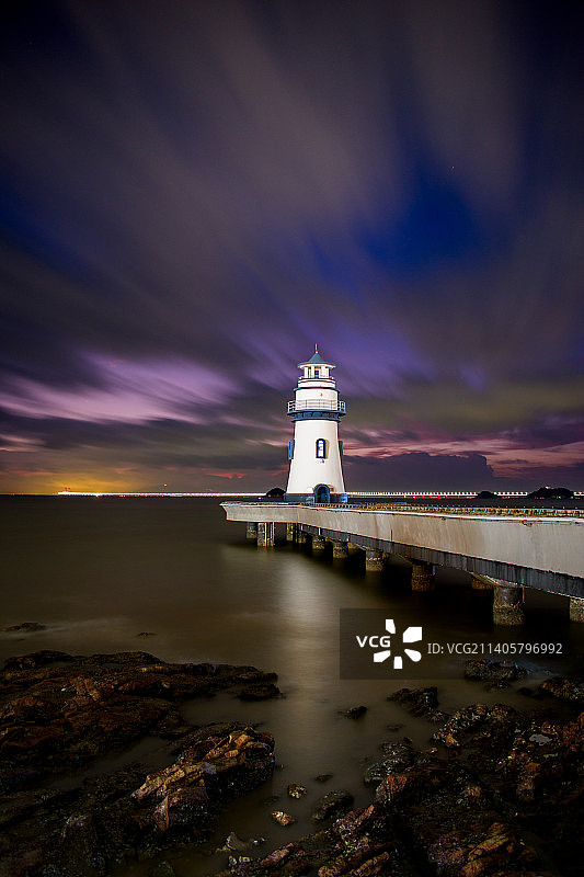 慢门灯塔图片素材