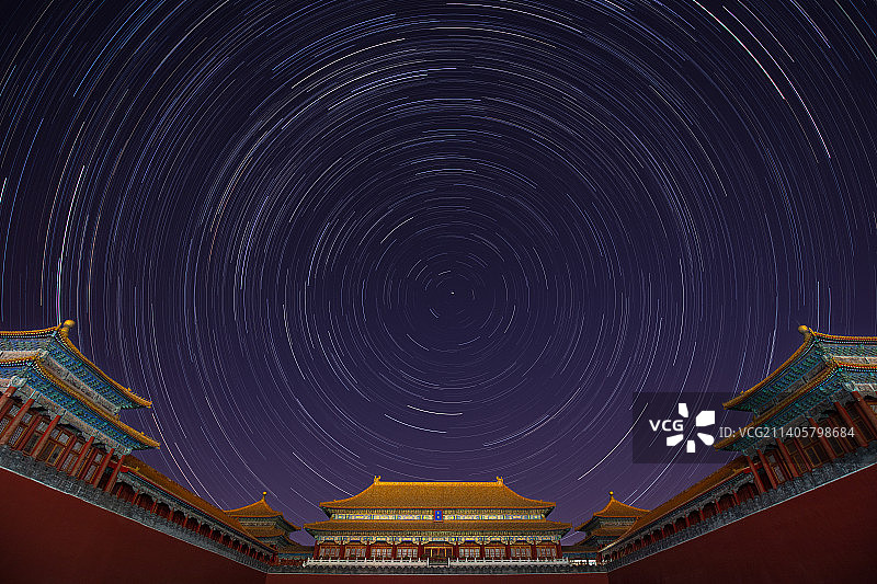 北京故宫午门星空星轨图片素材