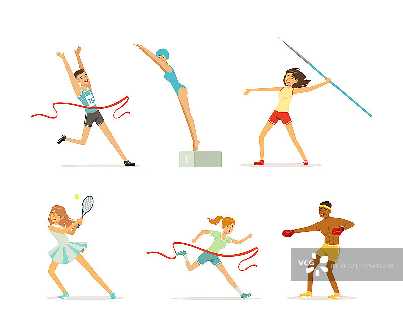 进行不同运动的运动员图片素材