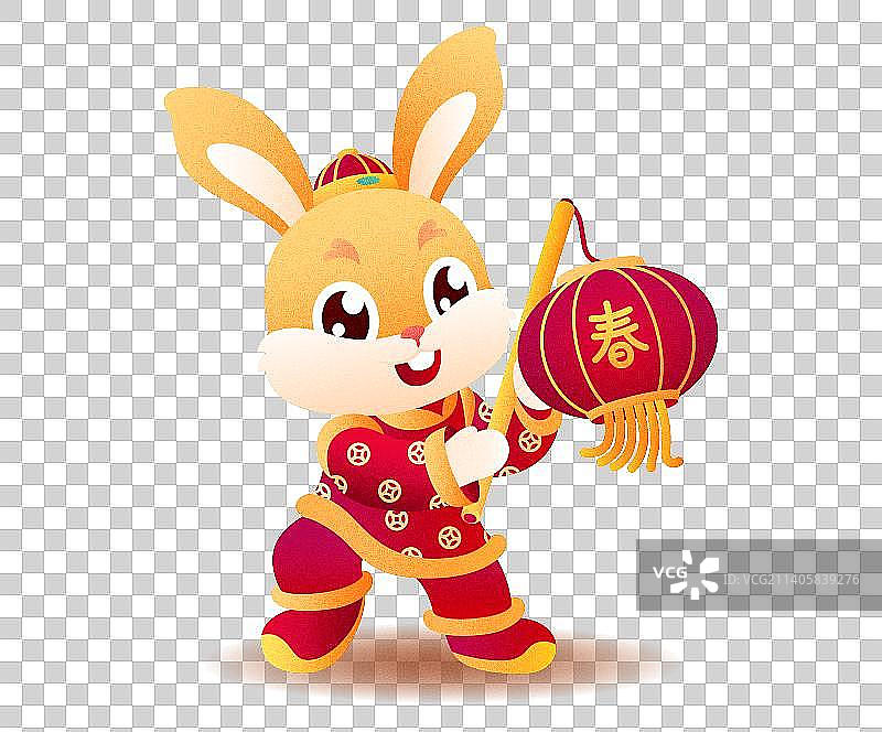 提红灯笼卡通兔子喜庆插画图片素材