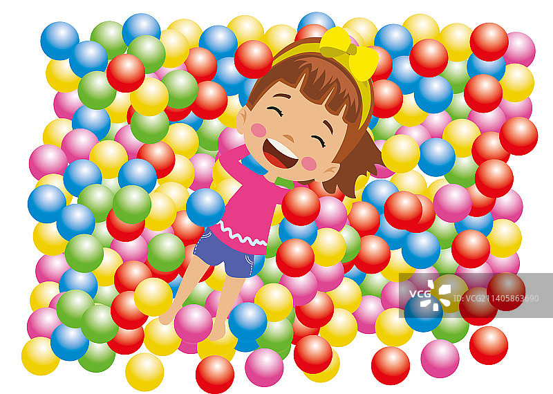 可爱的孩子们在球池里玩耍图片素材