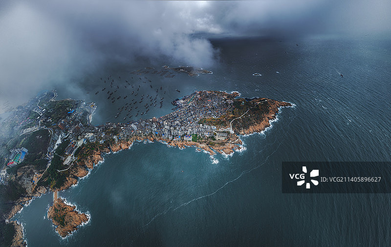 福建连江县北茭村航拍全景图片素材