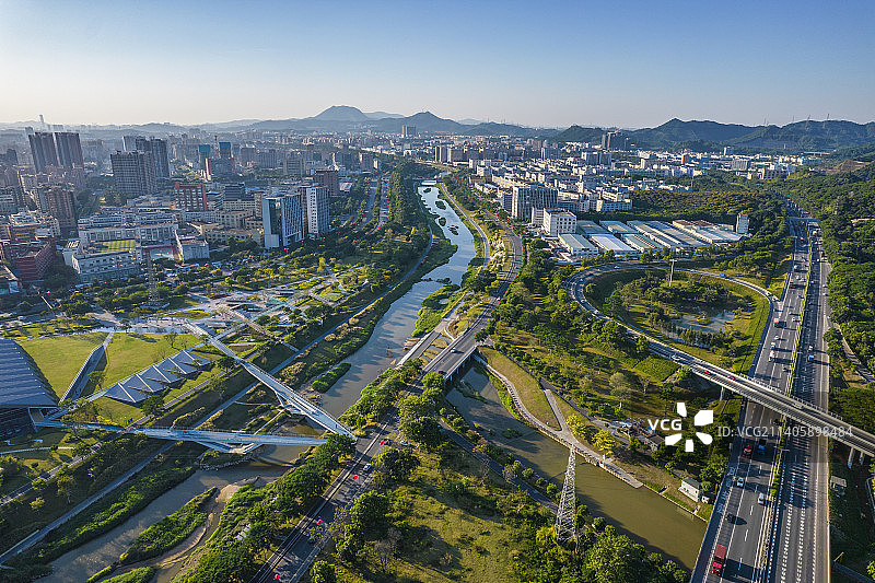 深圳光明区左岸科技公园 深圳茅洲河碧道光明区段图片素材