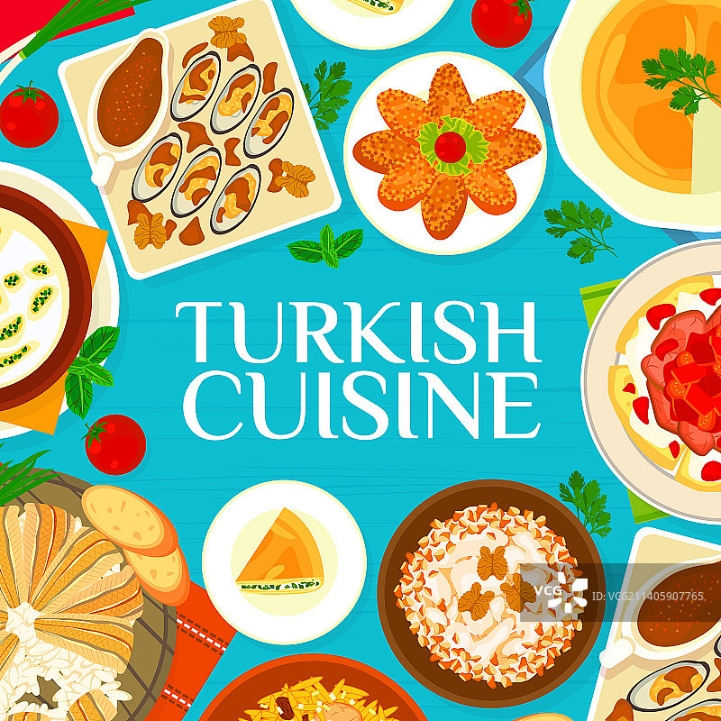 土耳其美食菜单封面：火鸡美食菜肴图片素材