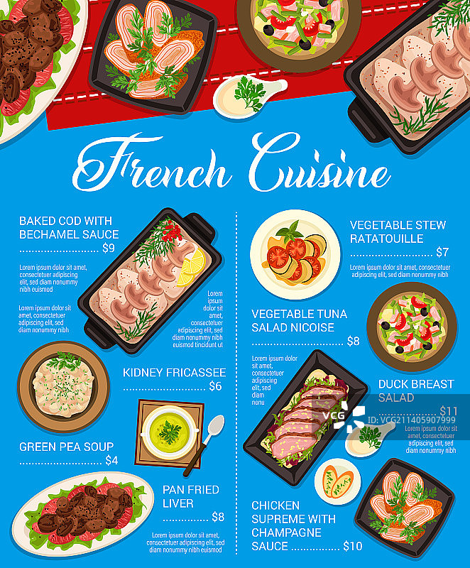 法式美食菜单设计模板图片素材