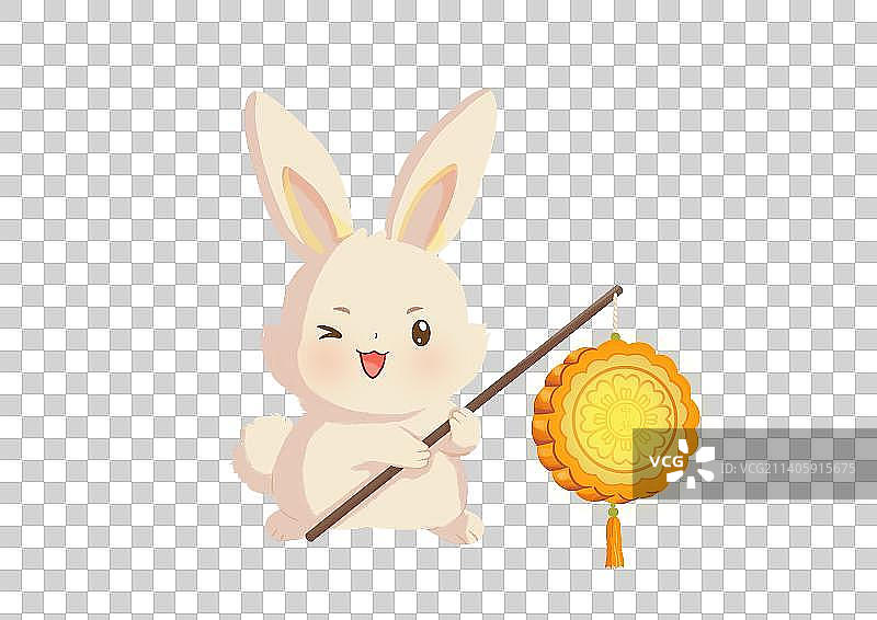 灯笼兔子中秋可爱动物插画元素图片素材