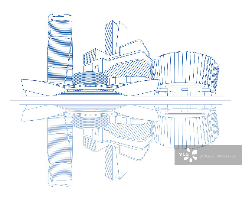 邯郸城市标志建筑线条插画图片素材