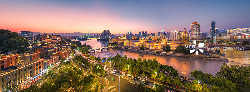 福州烟台山闽江之心夜景航拍风光图片素材