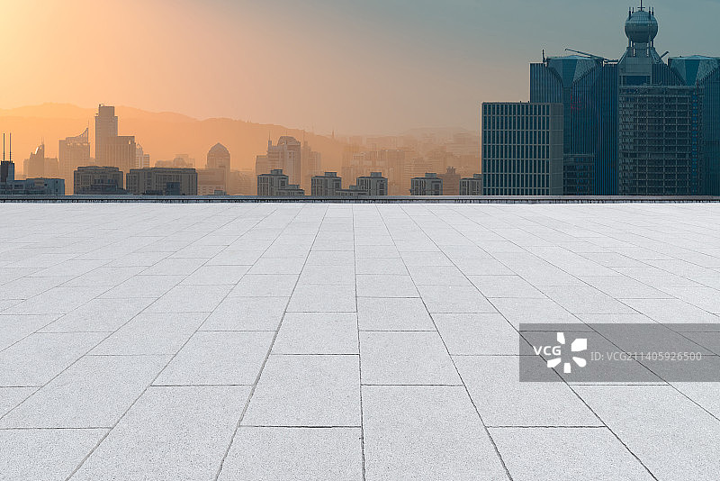 杭州城市风光地面平台汽车广告背景图图片素材