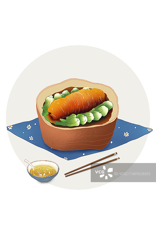 上海美食系列插画 虾子大乌参图片素材