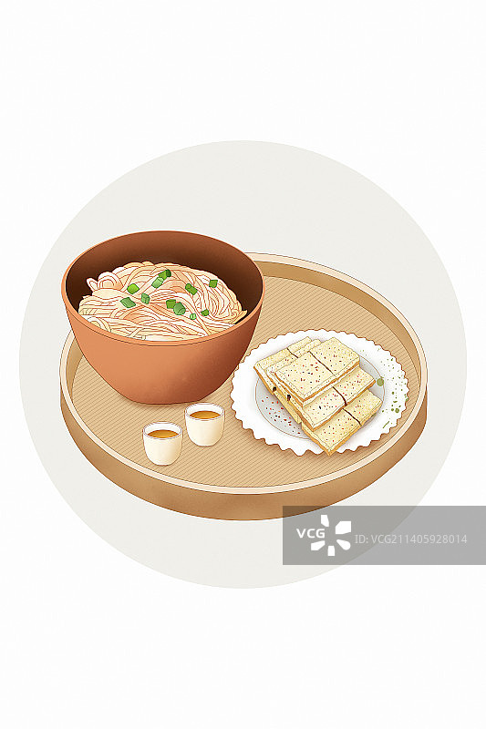 上海美食系列插画 葱油面图片素材