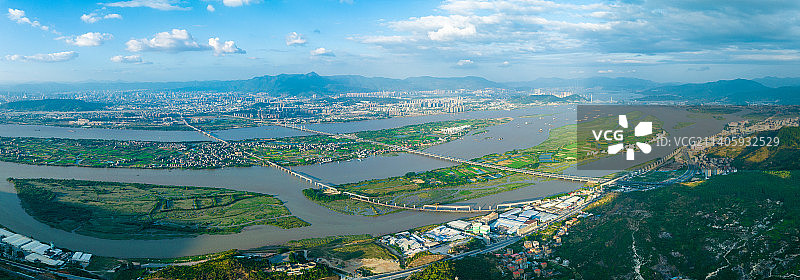 福州市乌龙江航拍全景自然风光图片素材