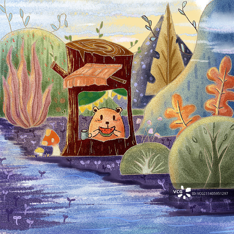 吃瓜的小熊图片素材