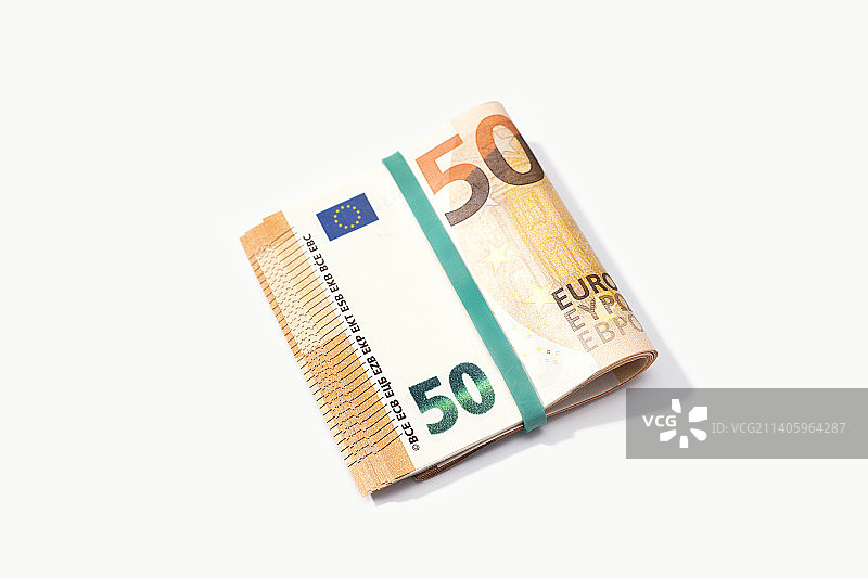 白色背景上的纸币特写图片素材