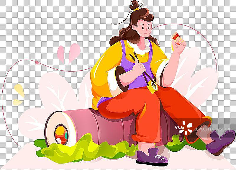 女孩吃寿司品尝美食图片素材