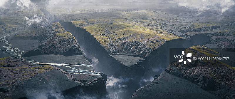 瀑布鸟瞰图图片素材