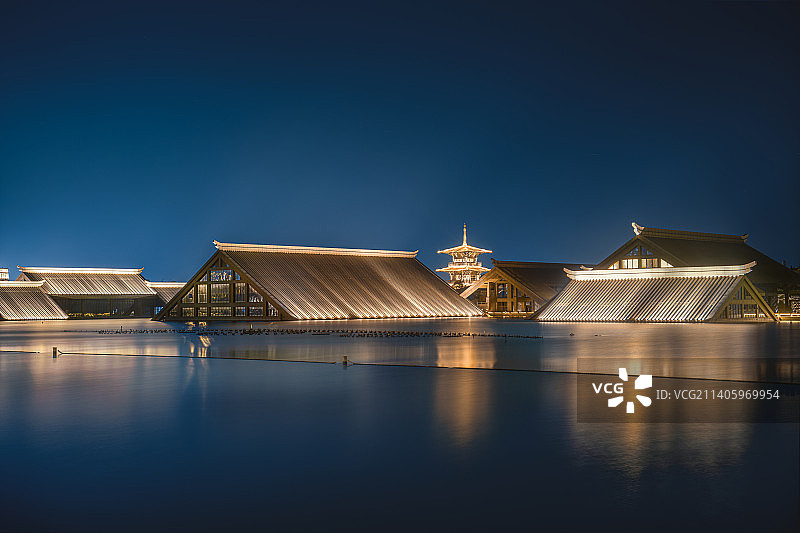 上海广富林夜景城市风光图片素材