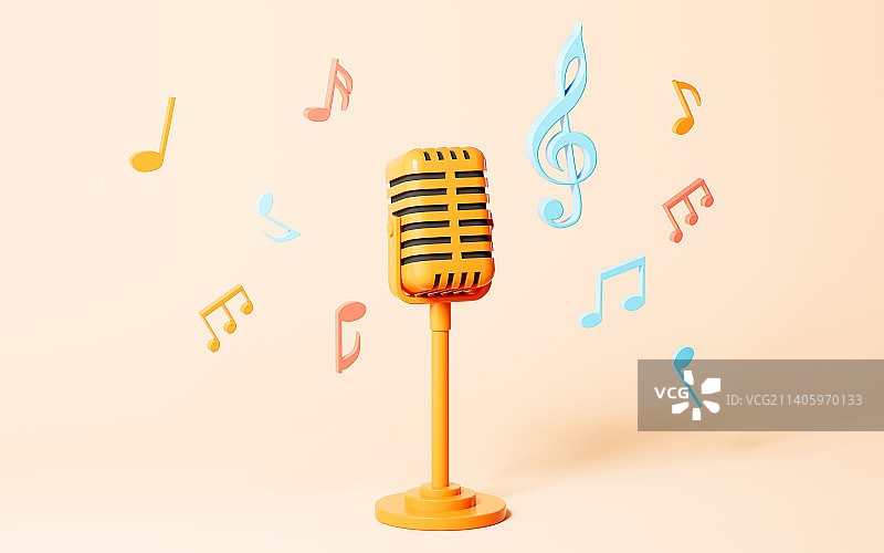 卡通麦克风3D渲染图片素材