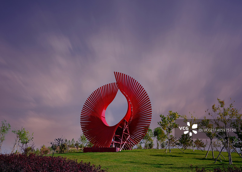 鄂尔多斯准格尔旗薛家湾镇标志。薛家湾镇风光。图片素材