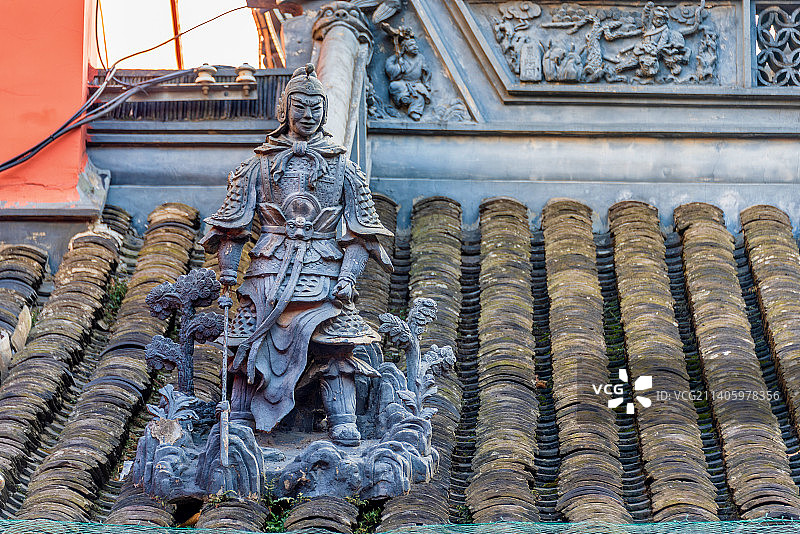 中国上海城隍庙砖雕装饰图片素材