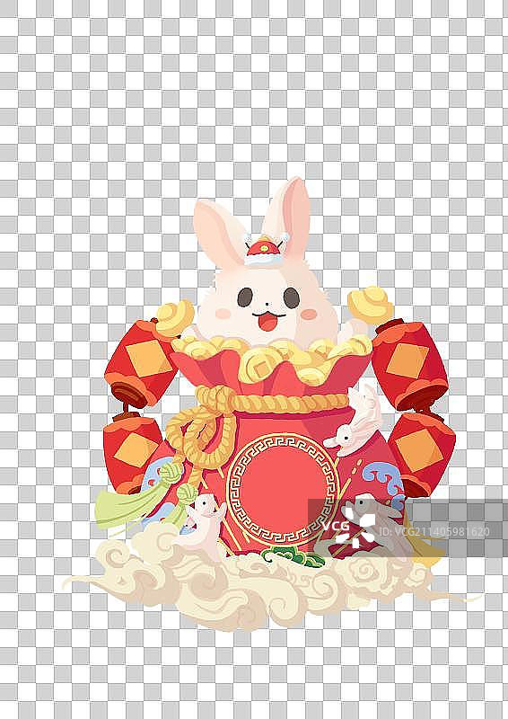 新年可爱兔子福袋免抠元素图片素材