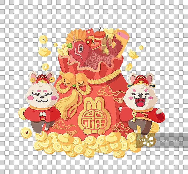 春节新年可爱兔子福袋免抠元素图片素材
