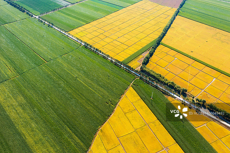 黑龙江省齐齐哈尔市绥满高速与东北黑土地秋季丰收场景航拍图片素材