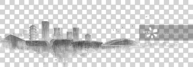 马鞍山城市建筑插画图片素材