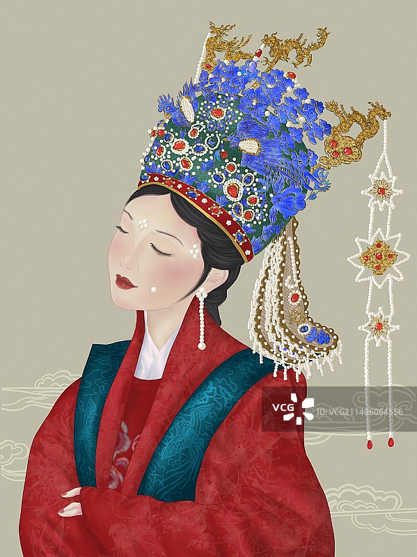 孝靖皇后点翠嵌珠石金龙凤冠图片素材