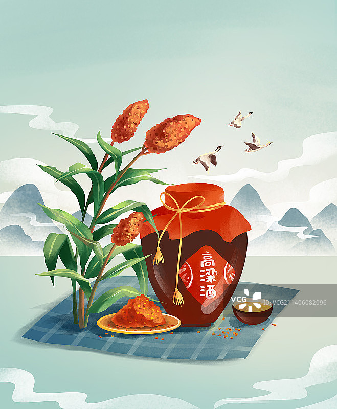 二十四节气之处暑高粱丰收酿高粱酒图片素材