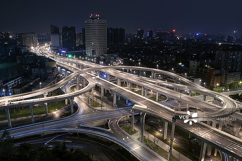 立交桥夜景，营门口立交桥刚建成的样子图片素材