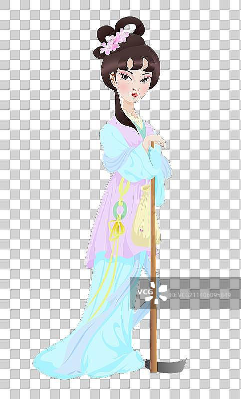 林黛玉葬花古风人物插画图片素材