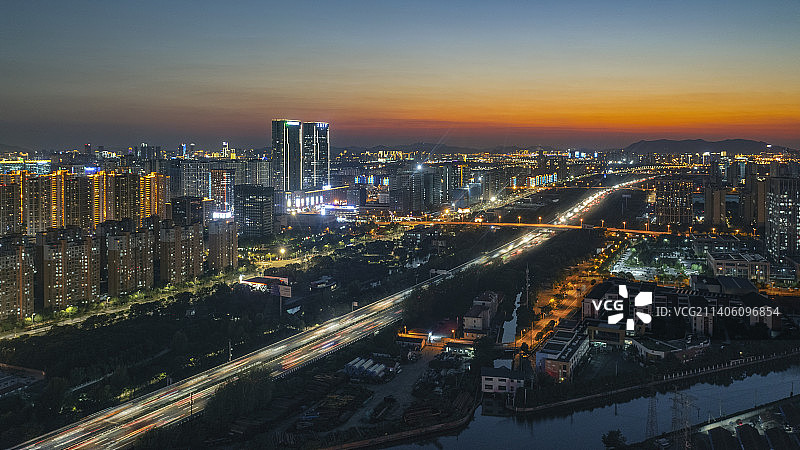 苏州北环路夜景航拍图片素材