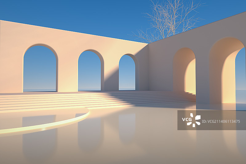 3D艺术中心建筑空间图片素材