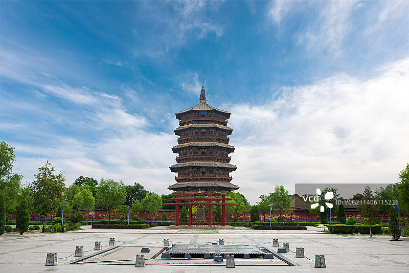 陕西应县木塔，舍利塔图片素材