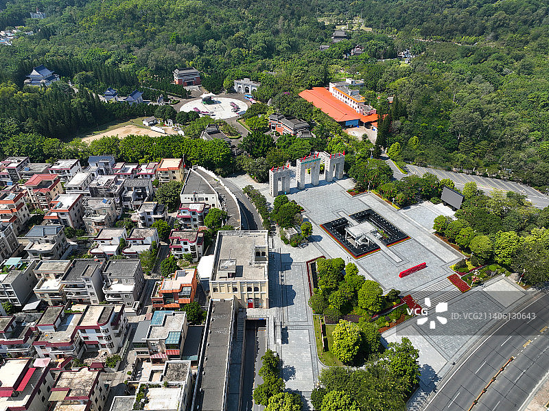 广东省中山市南朗翠亨村孙中山故里旅游区中山影视城航拍图片素材