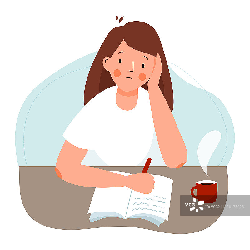 女学生在做难题图片素材