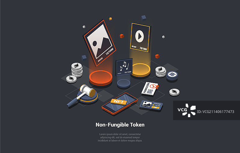 NFT边玩边赚概念图片素材