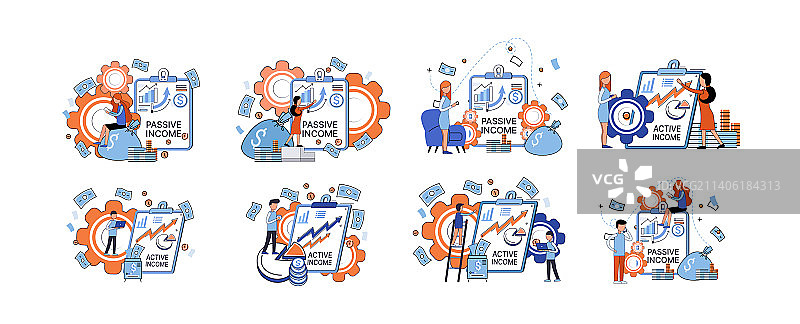 主动和被动收入概念图片素材