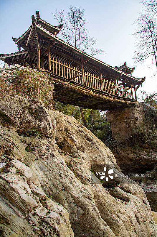 四川省绵阳市安州区晓坝镇五福村姊妹廊桥图片图片素材